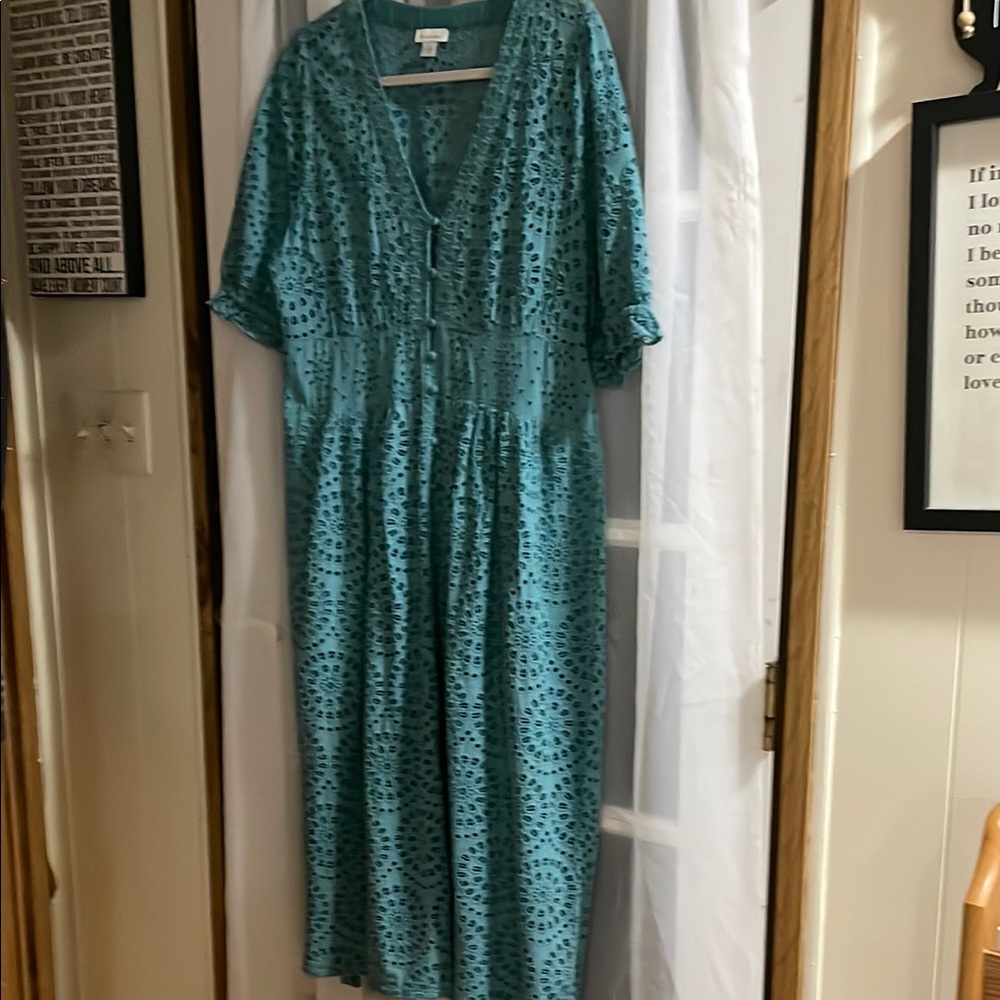 Sundance Green V-Neck Maxi Dress with Dolman Sleeves
